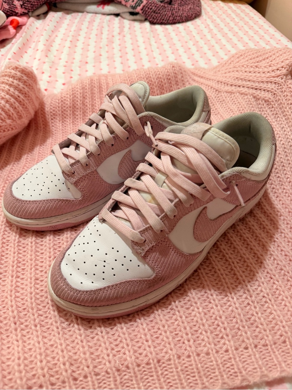 Nike Pink and White Low-Top Sneakers
